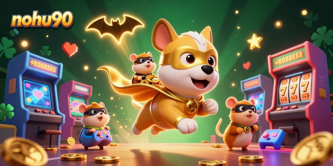 Nohu90 engages players with a thrilling casino gaming experience featuring a superhero dog.