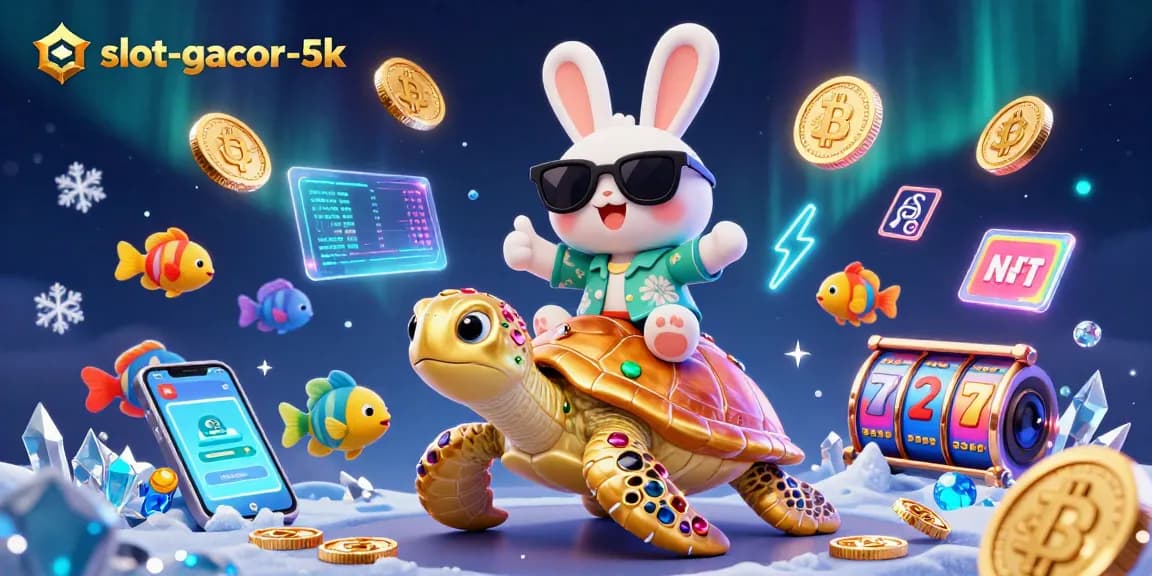 Experience the thrill of winning at slot-gacor-5k with vibrant casino elements and playful characters.