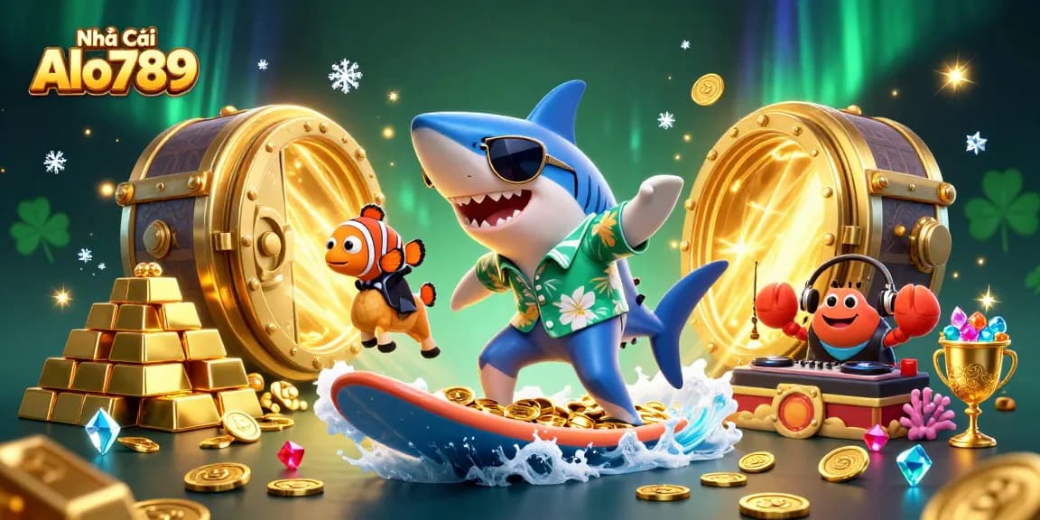 Engage in thrilling action with Nhà Cái Alo789 showcasing a vibrant gambling scene with dynamic cartoon characters.