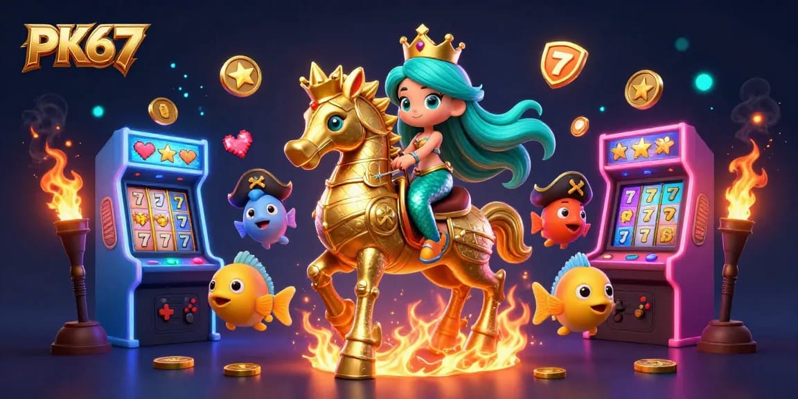 Engage with PK67: Vibrant 3D mermaid princess winning in a fantasy casino adventure.