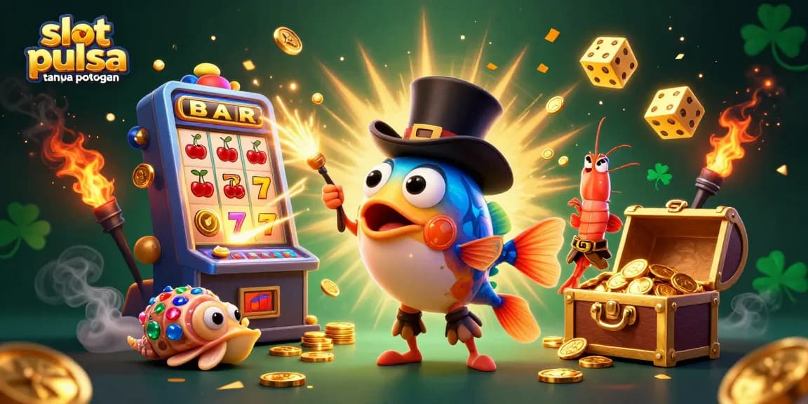 Engage in slot pulsa tanpa potongan gaming excitement with captivating characters and vibrant casino elements.