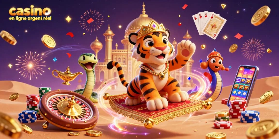 Experience casino en ligne argent réel with a vibrant Arabian-themed 3D illustration filled with excitement.