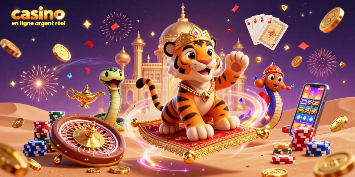 Experience casino en ligne argent réel with a vibrant Arabian-themed 3D illustration filled with excitement.