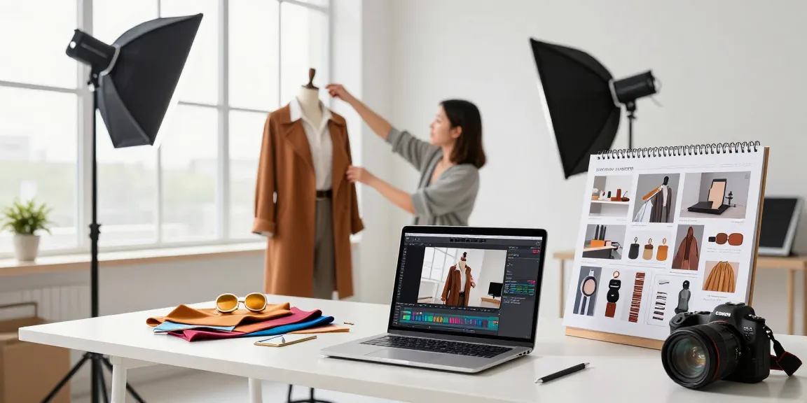 Fotografo ecommerce Milano al lavoro in un moderno studio fotografico, creando immagini professionali per prodotti.