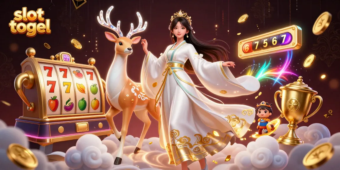Enjoying slot togel action amidst swirling coins and dynamic game elements in this vibrant casino scene.