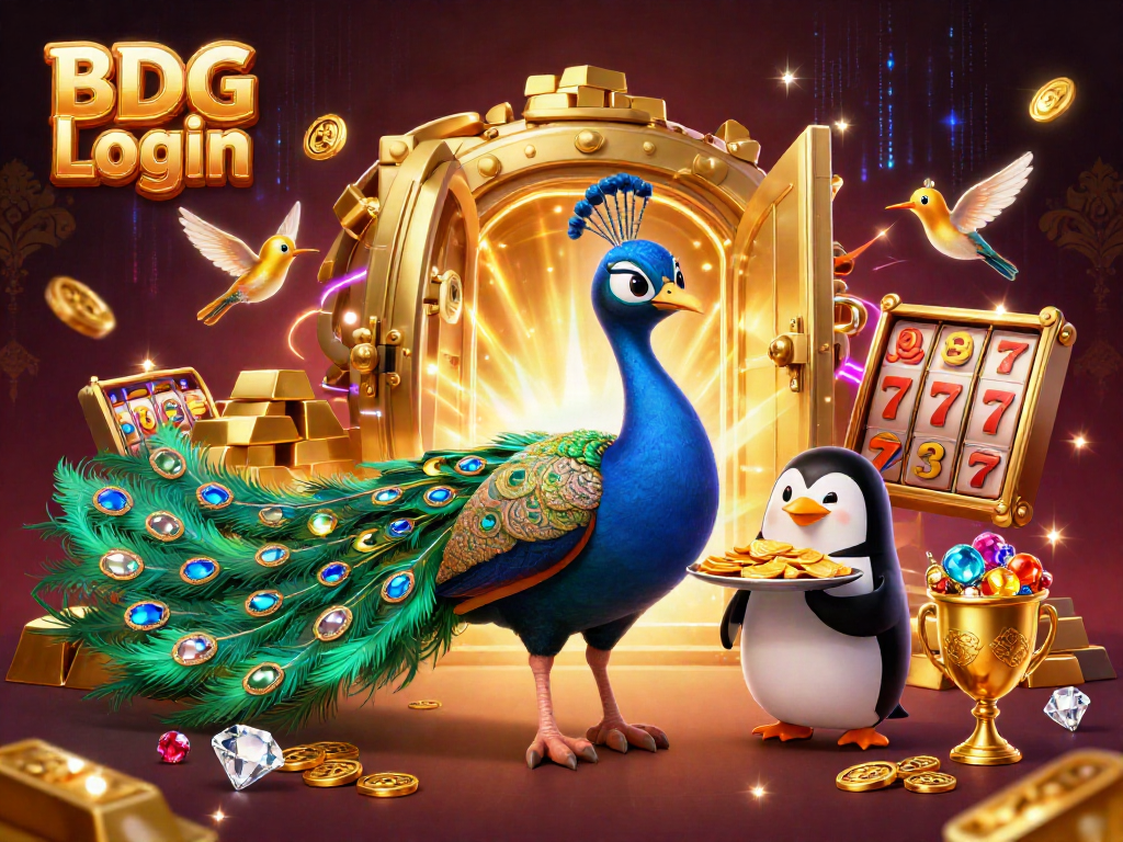 Engage in the excitement of BDG Login with a vibrant casino-themed scene showcasing lavish characters and rich treasures.
