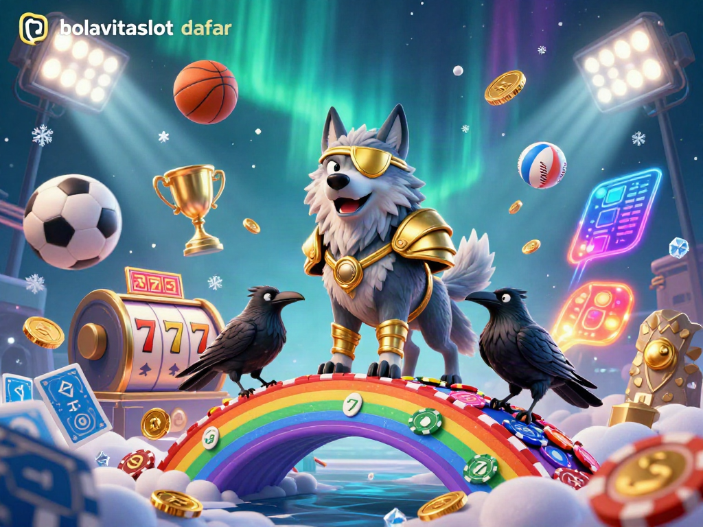 Engage in thrilling wins at bolavitaslot daftar, with colorful casino chips and fabulous characters in a dynamic gaming scene.