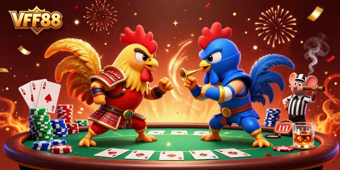 Experience thrilling gameplay at VFF88 with exciting cockfighting themed visuals and casino elements.
