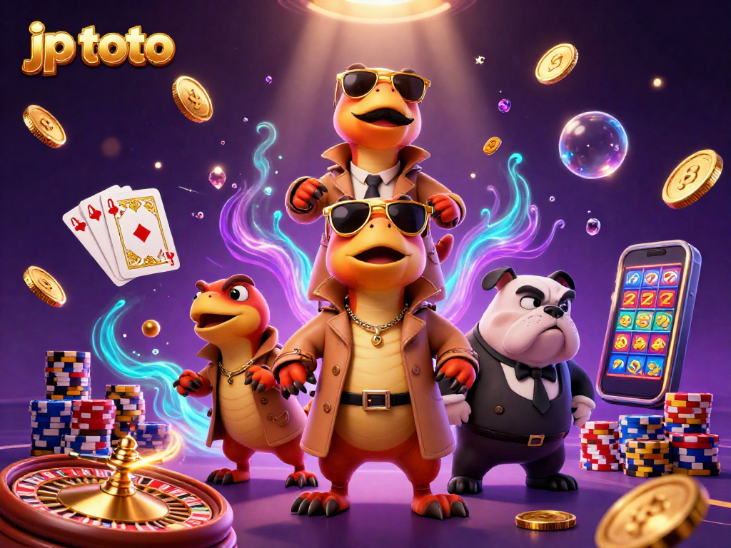 Experience the excitement of jp toto with fun casino elements and raptors in a trench coat.