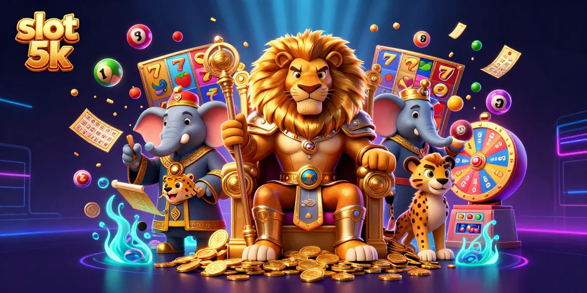 Experience high-stakes play with slot 5k, showcasing vibrant slot reels and casino elements.
