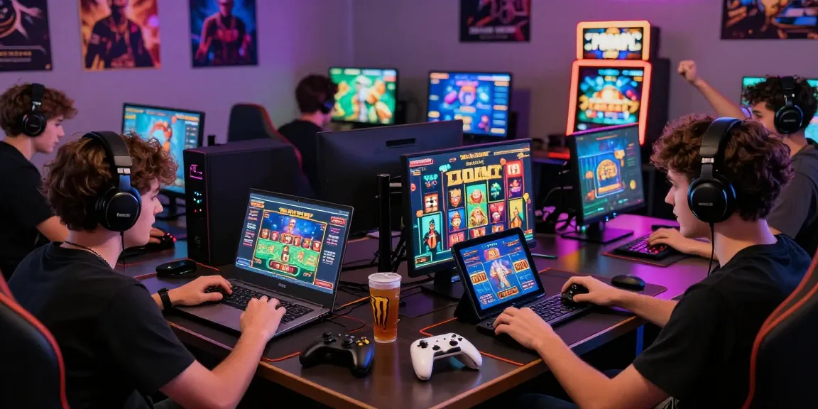 Exciting gaming atmosphere with diverse players celebrating raja 328 daftar wins in an online environment.