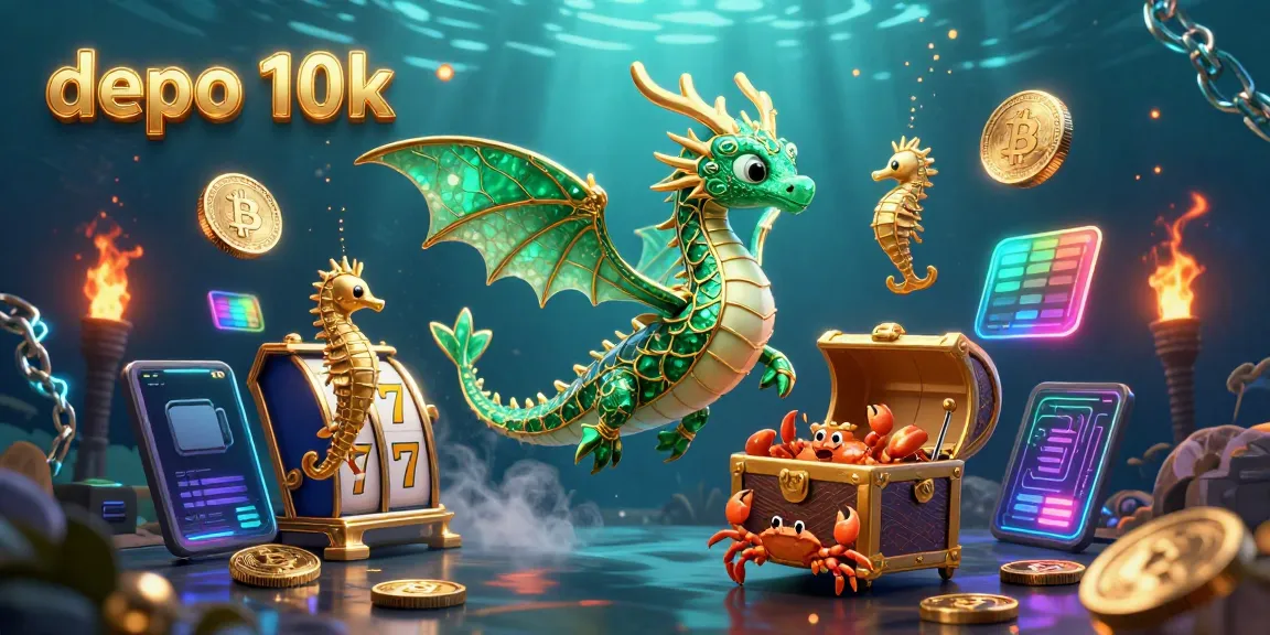 Permainan slot depo 10k yang menarik dengan simbol kekayaan dan kemenangan yang bersinar di lautan keuntungan.