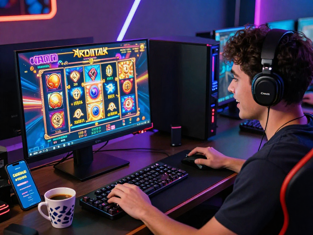 Engaging player enjoying a slot game with bonus cashback slot notifications on smartphone.