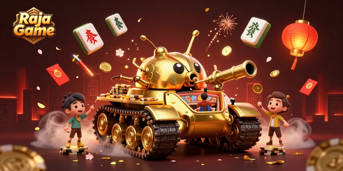 Engage with Raja Game's vibrant casino adventure featuring a golden beetle tank bursting with fun.