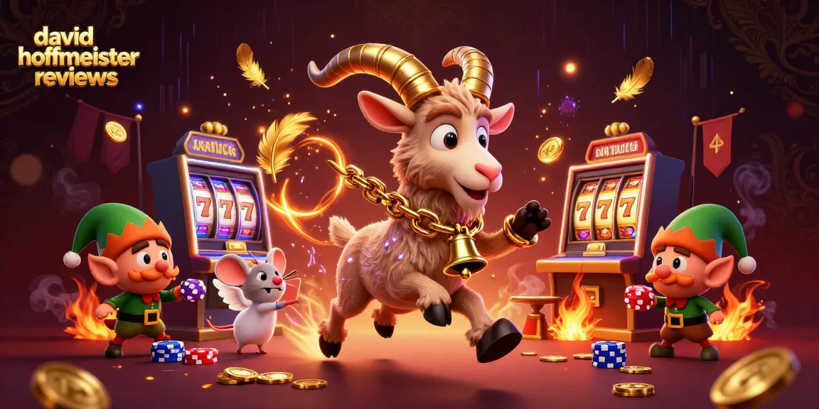 Engage in exciting moments with david hoffmeister reviews as Krampus spins slot reels in a festive casino scene.