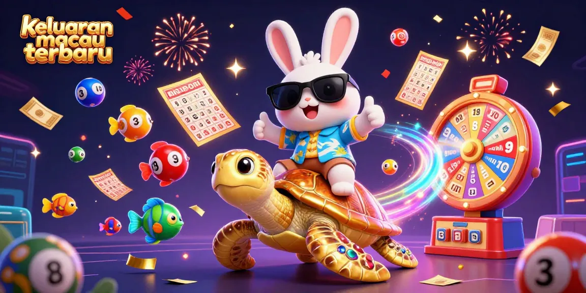 Engage with keluaran macau terbaru in this vibrant scene of lottery celebration with cartoon characters.