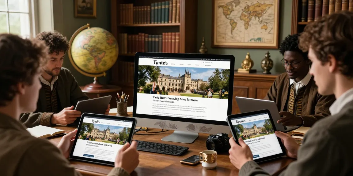 Readers exploring rich history content on https://tyntescastle.com in a cozy library setting.