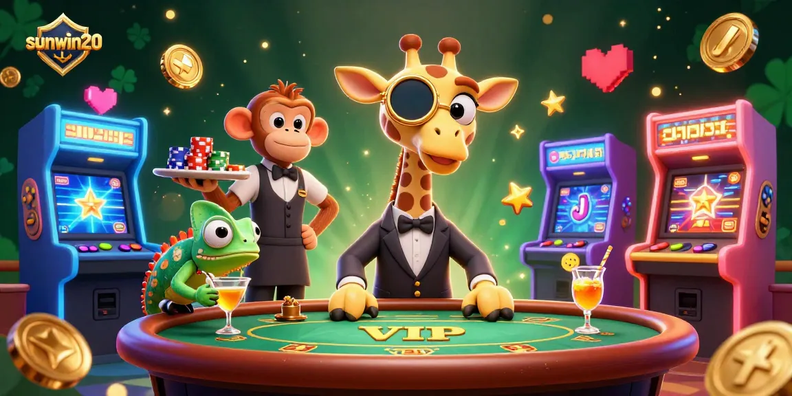 Engage with sunwin20's vibrant casino experience featuring a high-roller giraffe at the poker table.