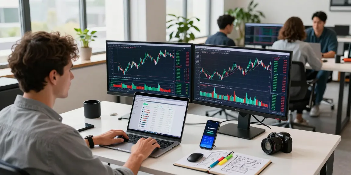 Cricbet99 cryptocurrency trading scene in a co-working space featuring live exchange charts and DeFi platforms, showcasing a digital wallet interface.