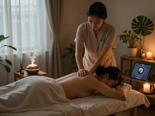Enjoying 광명출장마사지 in a tranquil home environment with a skilled therapist.
