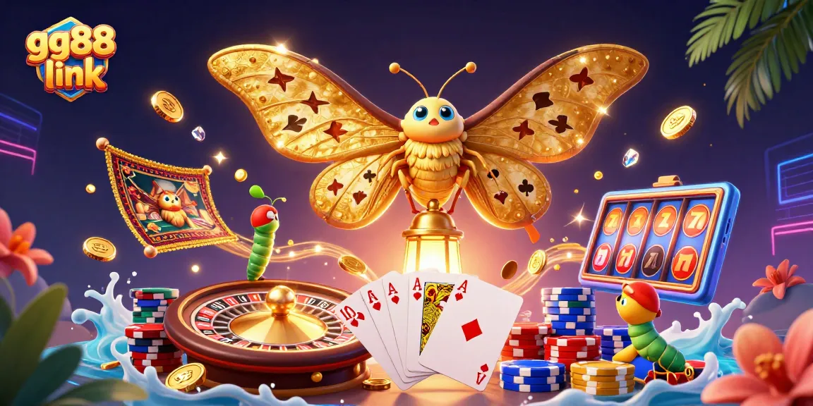 Win with the gg88 link by navigating a vibrant casino scene filled with golden treasures and excitement.
