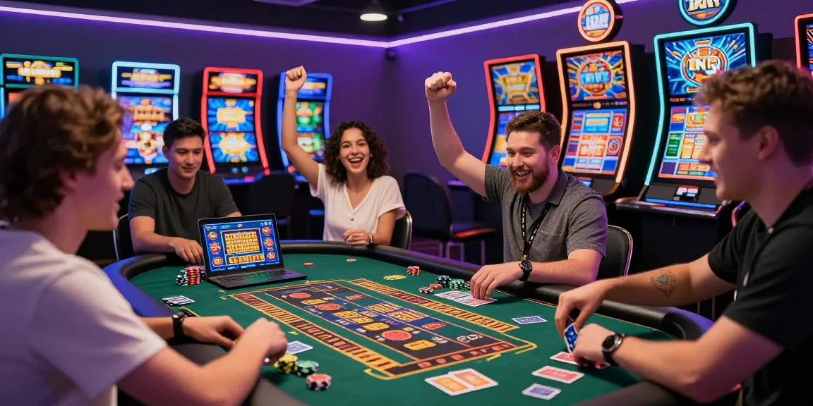 Exciting scene showcasing players at online casinos Australia celebrating wins with vibrant visuals and technology.