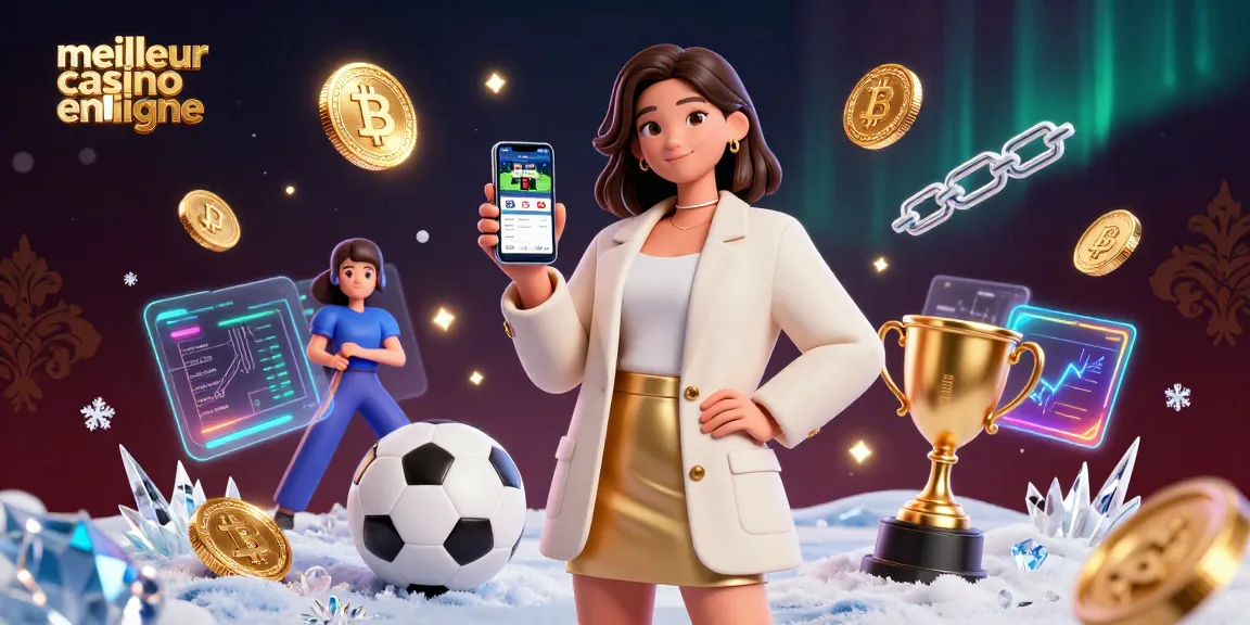 Découvrez l'excitation du meilleur casino en ligne avec un joueur convivial présentant une application de paris au milieu d'animations 3D vibrantes.