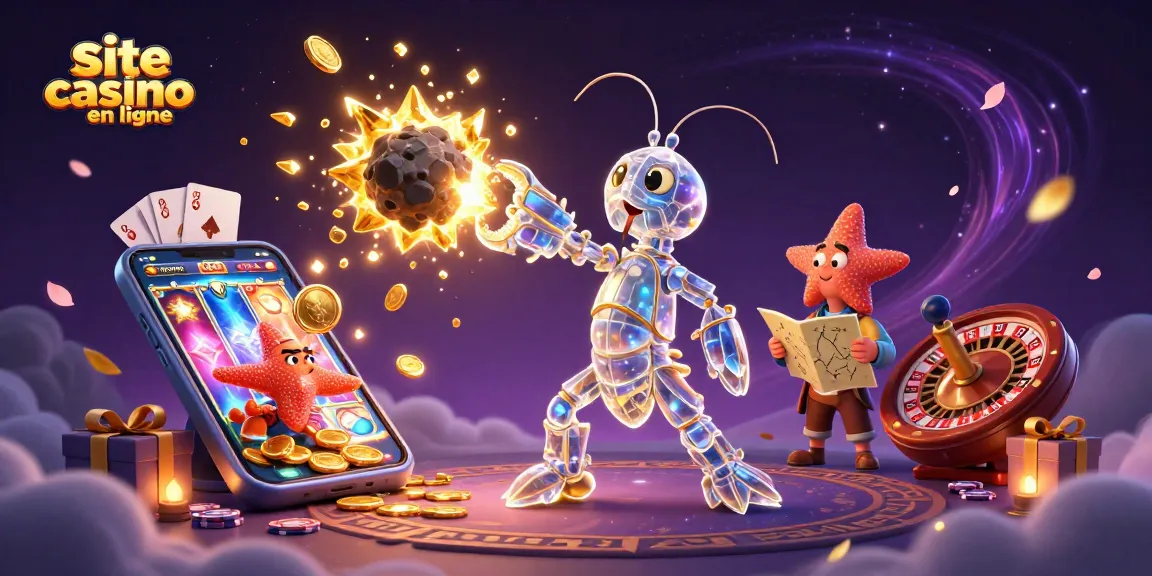 Site casino en ligne illustré par un caméléon guerrier et des symboles de jeu captivants.
