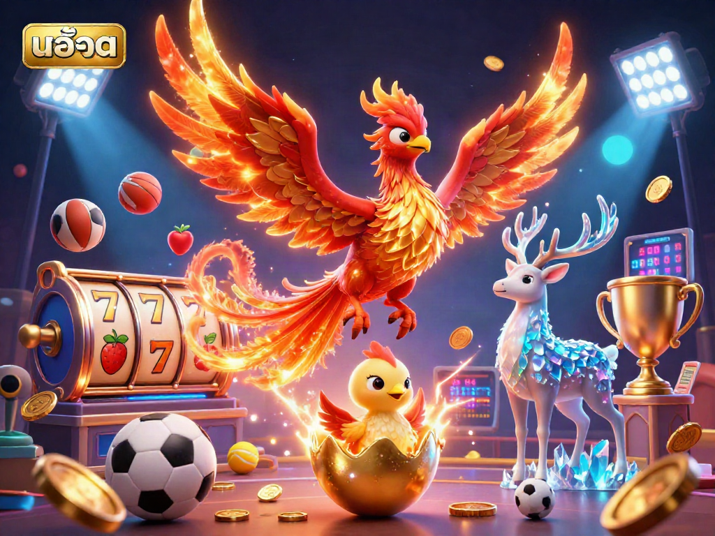 Immerse yourself in สล็อต gameplay with dynamic elements and vibrant 3D artwork featuring phoenix and slots.