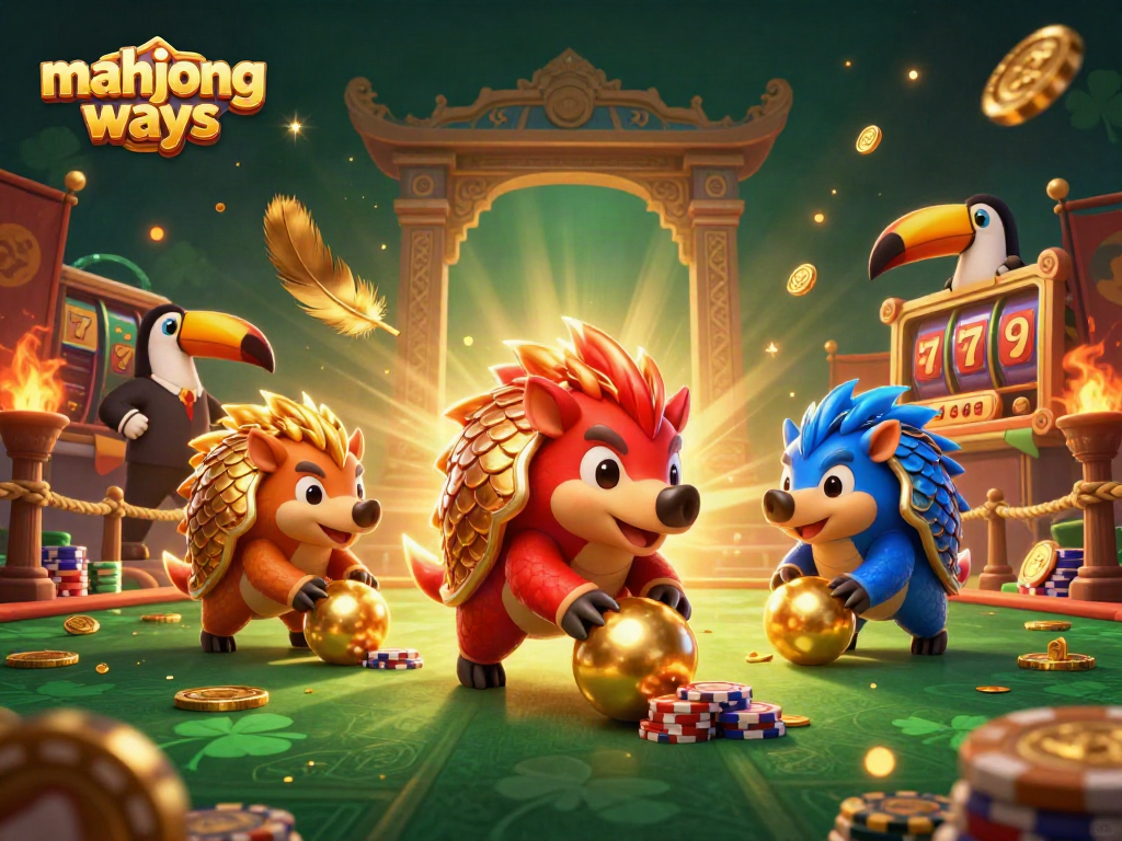 Engage in the action of mahjong ways with thrilling pangolin characters in a vibrant slot scene.
