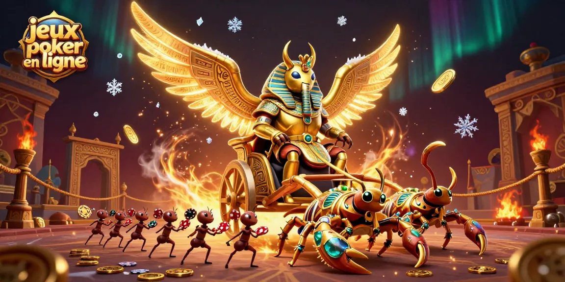 Jouez à des jeux de poker en ligne avec des personnages animés, un paysage captivant et des jetons de poker.