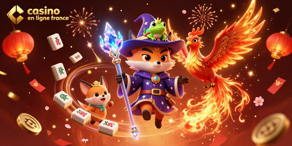 Jouez aux meilleurs jeux de casino en ligne France avec des personnages mystiques dans une scène festive.