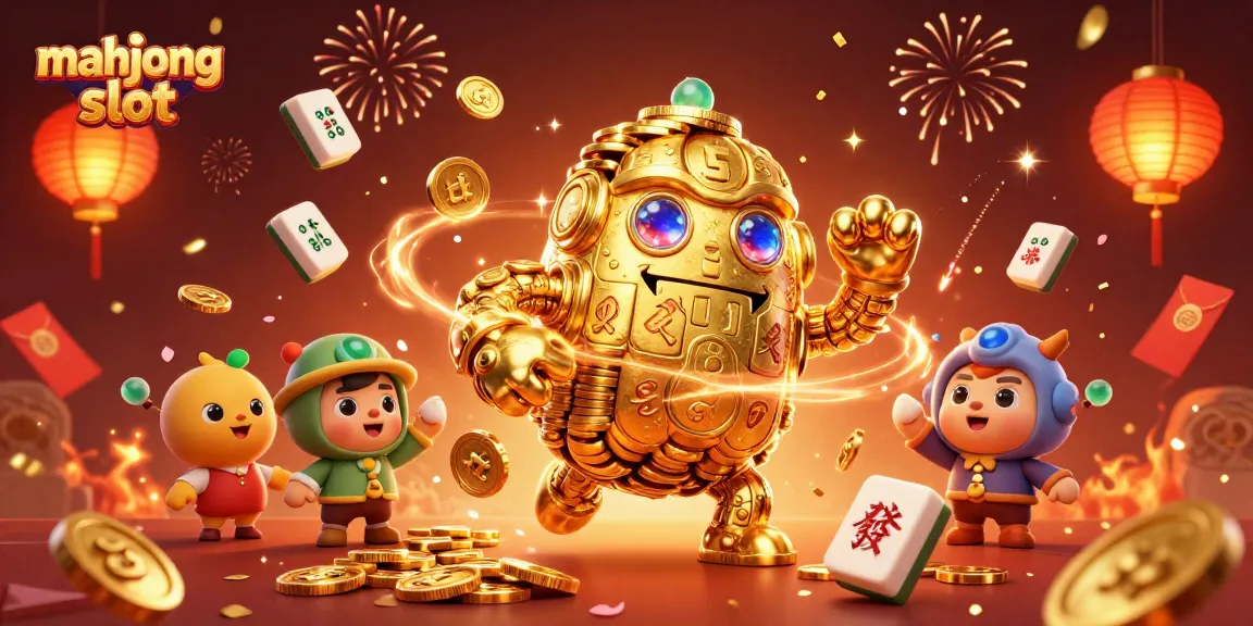 Engage with the thrilling mahjong slot experience in this vibrant 3D illustration featuring dynamic game elements.