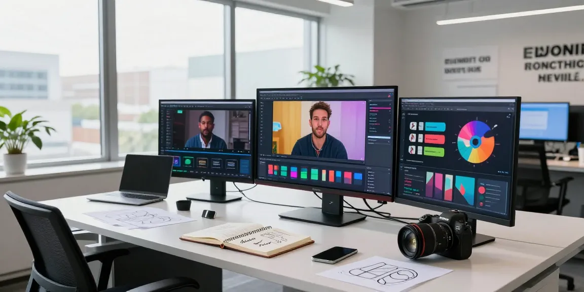 Engaged professional using video prompt ai tools in a modern workspace.