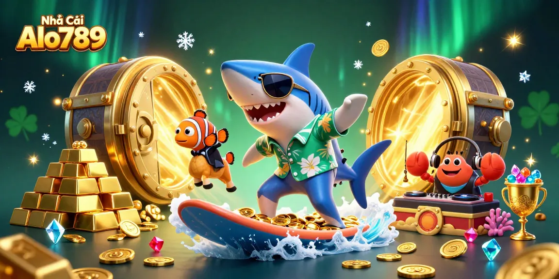 Engage in thrilling action with Nhà Cái Alo789 showcasing a vibrant gambling scene with dynamic cartoon characters.