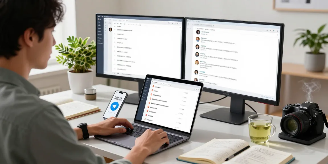 Navigate telegram chinese usage 2026 in a modern home office setup showcasing technology integration and cultural connection.