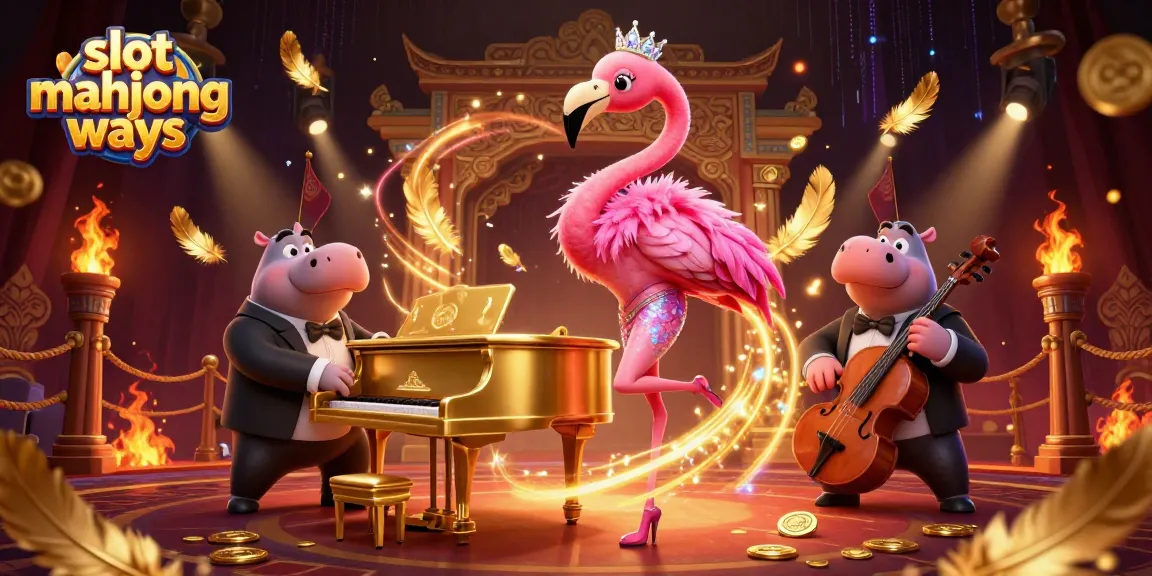 Engage with slot mahjong ways in a vibrant casino scene featuring lively characters and dynamic elements.