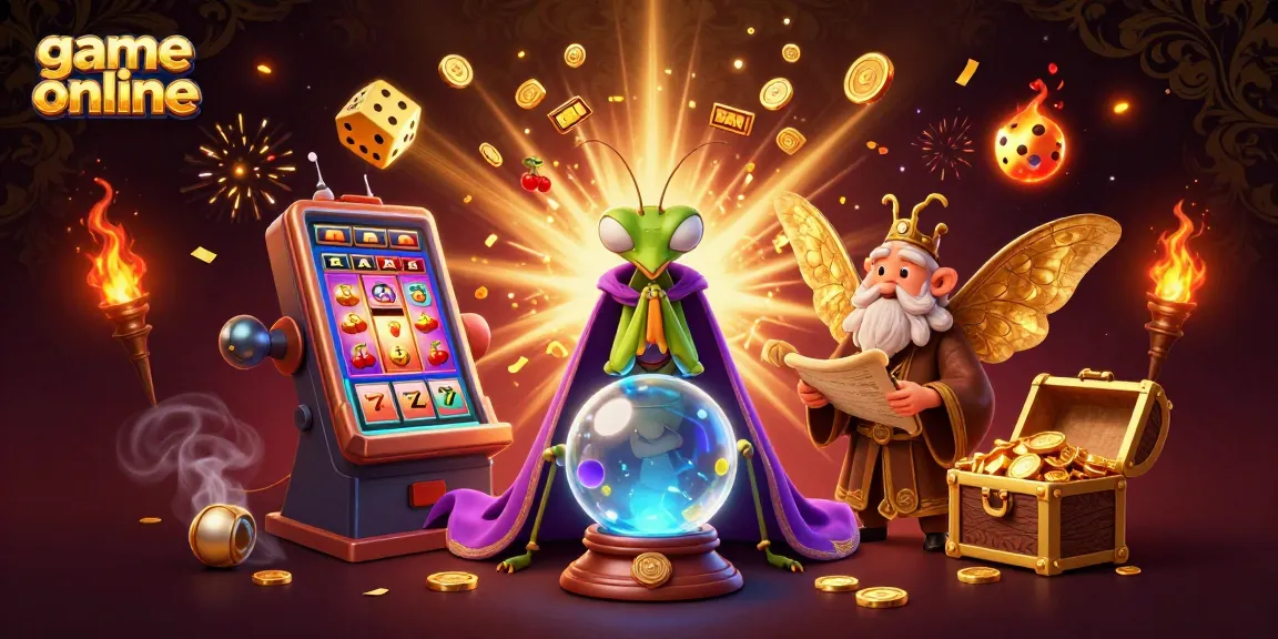 Experience thrilling game online action with a vibrant 3D illustration of fortune teller characters and casino elements.