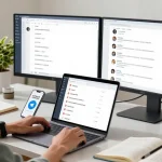 Navigate telegram chinese usage 2026 in a modern home office setup showcasing technology integration and cultural connection.