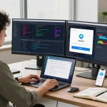 Setting up Telegram Chinese usage 2026 on a laptop in a modern workspace.