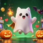 Join the fun at iwin club with a ghost cat and vampire bat in a haunted casino.