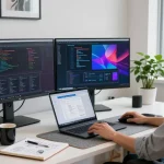 Powerful screenshot tool in a modern workspace showing coding and design elements, showcasing the essential features of 截图工具.