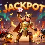 Engage with the excitement at Link vào Sunwin chính thức, featuring a victorious beetle in a vibrant casino setting.
