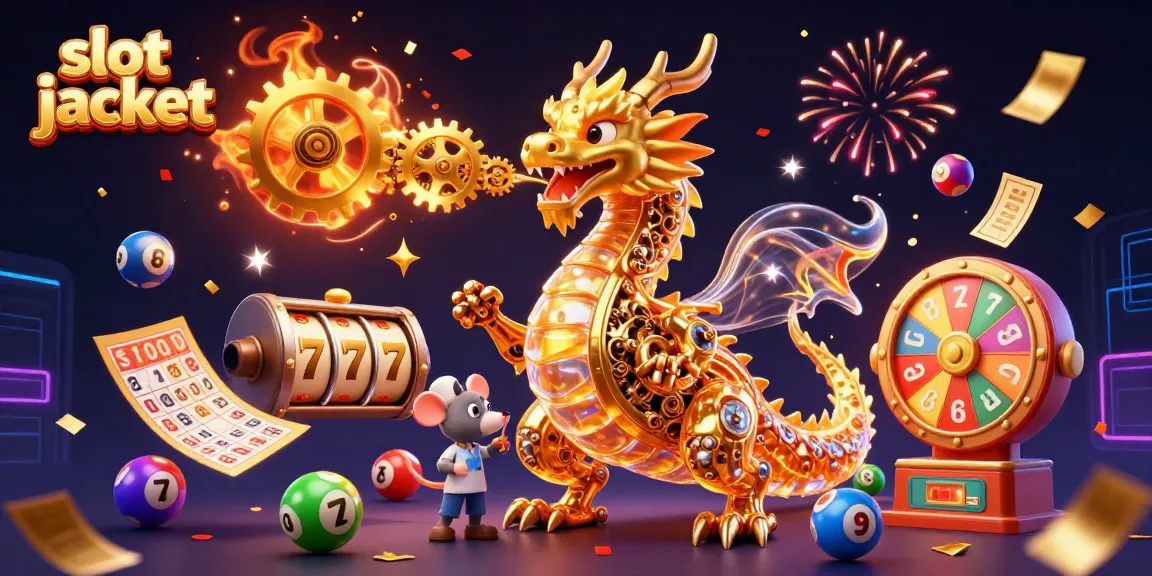 Experience thrilling slot jackpot action with a biomechanical dragon and dynamic game elements.