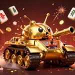 Engage with Raja Game's vibrant casino adventure featuring a golden beetle tank bursting with fun.
