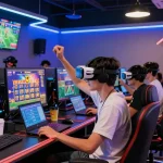Players enjoying 鉅城娛樂 in an exciting digital casino environment featuring vibrant games and engaging activities.