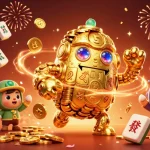 Engage with the thrilling mahjong slot experience in this vibrant 3D illustration featuring dynamic game elements.