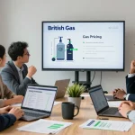 Team evaluates British Gas business gas options during a collaborative meeting in a modern office.