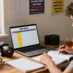 Focused student reviewing the 2026 NECO timetable in a bright study space.