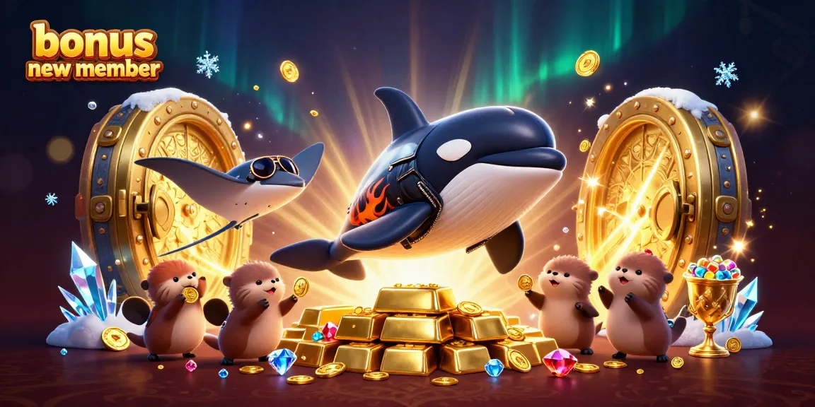 Join the excitement of casino rewards with bonus new member offers and vibrant characters celebrating wins.